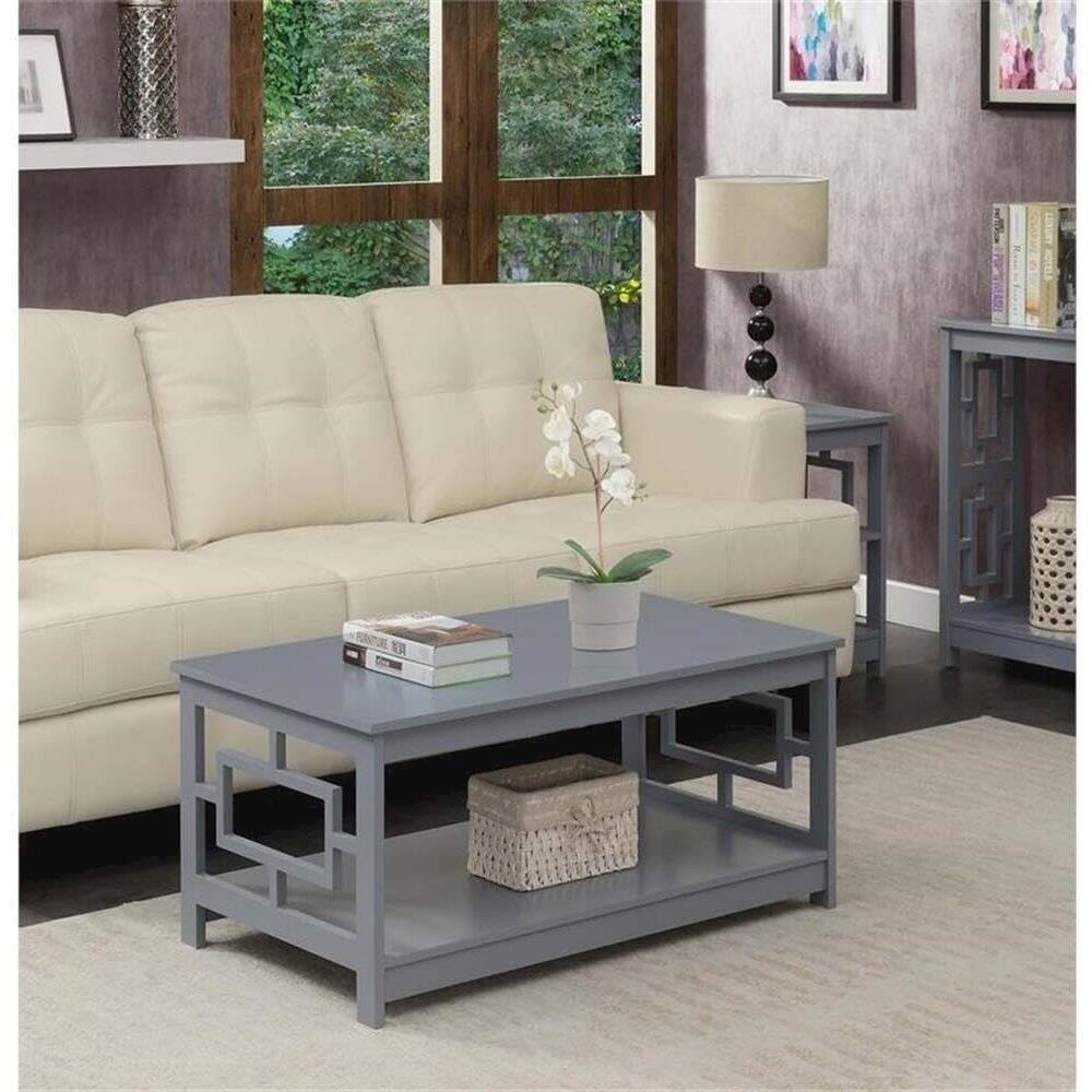 Back. Convenience Concepts - Town Square Coffee Table with Shelf, Gray - Gray.