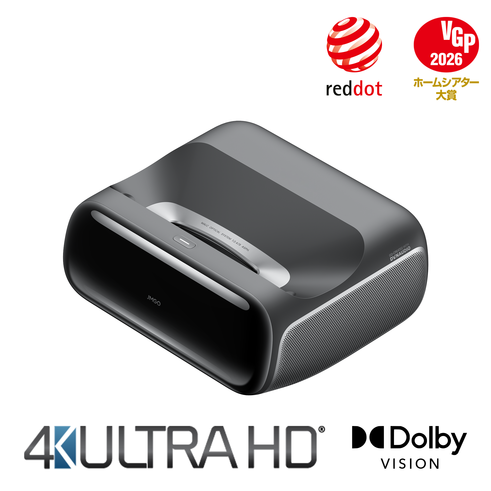 JmGO - O2S Ultra 4K UHD Triple Laser 3600 Lumens HDR10, Dolby Version& Atmos, 0.16:1 Ultra Short Throw Projector, Netflix - Black