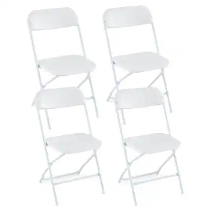 Front. Costway - Costway 4 Pack Metal Folding Chairs with Plastic Seat & Back Heavy-Duty Metal Frame - White.