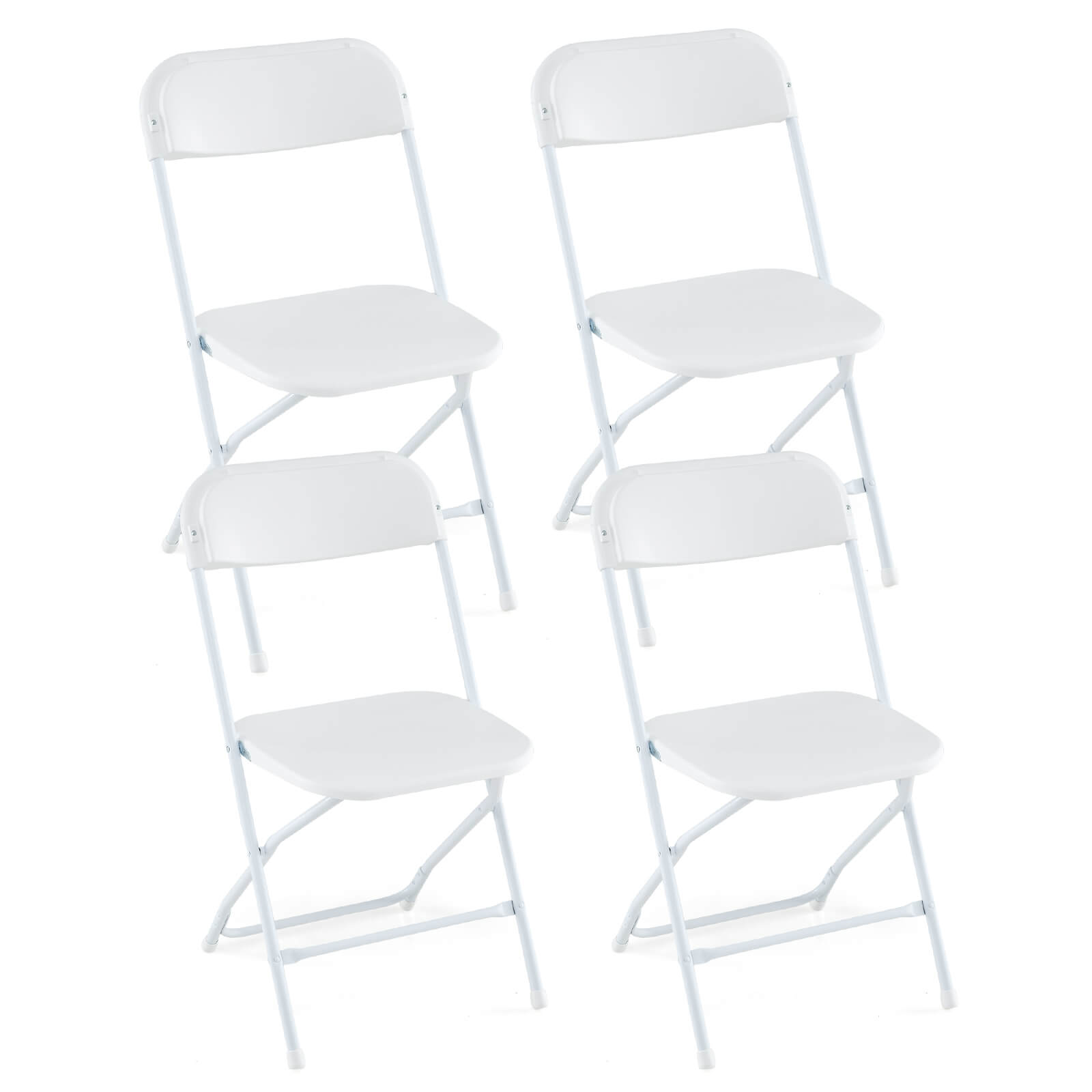 Front. Costway - Costway 4 Pack Metal Folding Chairs with Plastic Seat & Back Heavy-Duty Metal Frame - White.