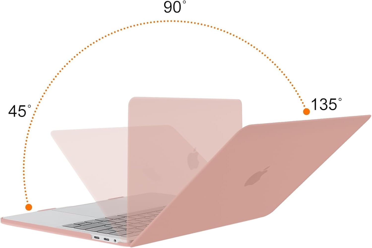Back. mosiso - MacBook Pro 13" hard shell case with keyboard skins, screen protector and storage bag - Salmon Pink.