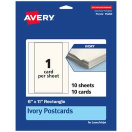 Avery - Printable Postcards, 6" x 11", Ivory, 10ct - White