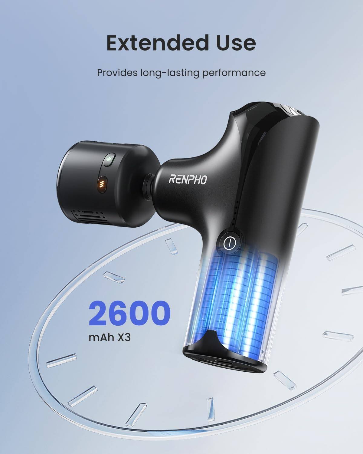 Extended Use  
Provides long-lasting performance  
RENPHO / 2600 mAh X3