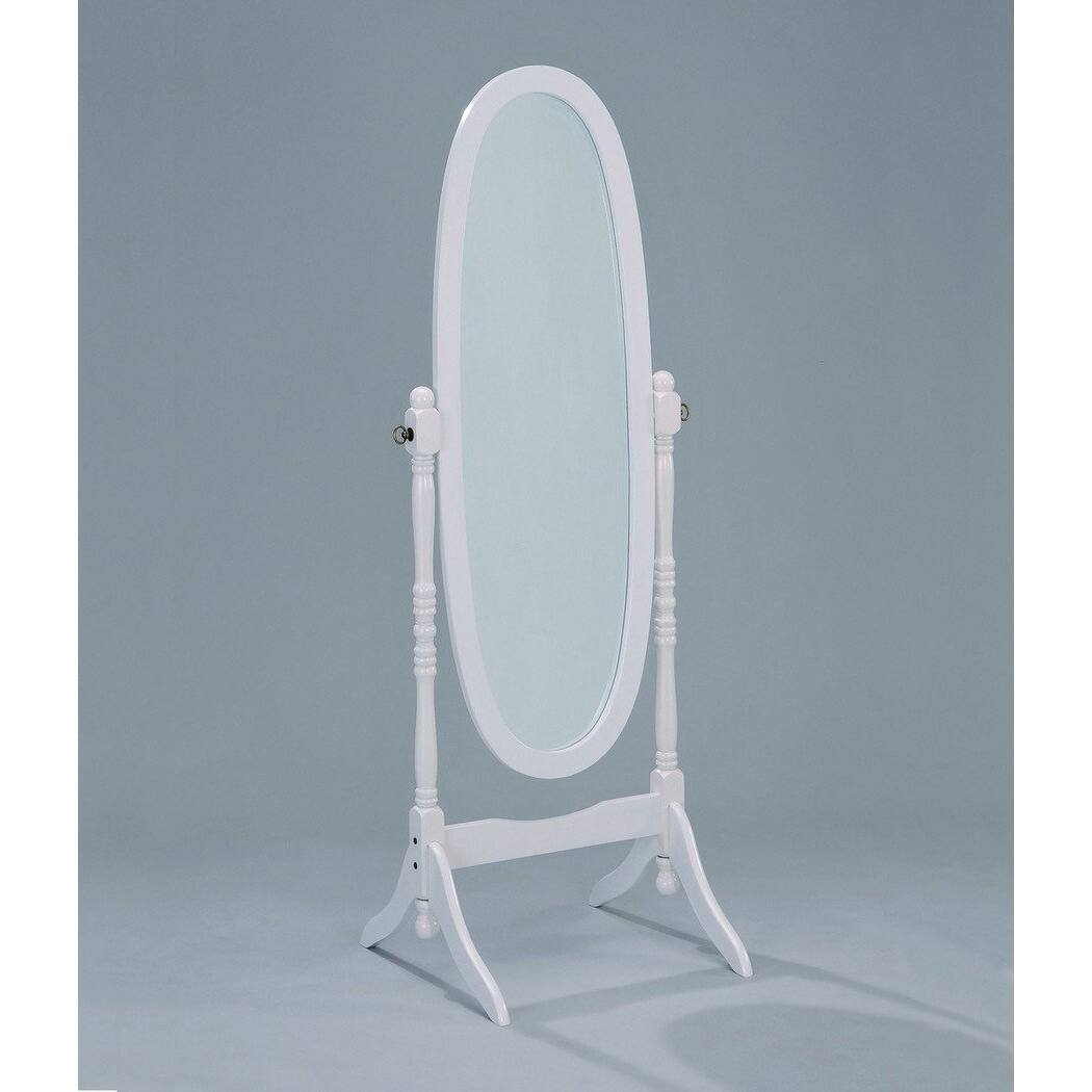 Hivvago - Oval Cheval Floor Mirror - White Finish