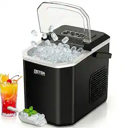 OSTBA - Ice Maker Countertop with Handle, 26 lbs Per Day with Self-Cleaning - Black