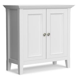 Simpli Home - Amherst 32 inch Wide Solid Wood Transitional Low Storage Cabinet - White