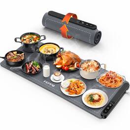 FEPPO - Food Warming Mat, XXL 36"x16" Food Warmers for Parties Buffet, Fast Full-Surface Heating, 6 Temp Levels, 6H Timer - Gray