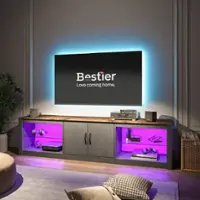 Bestier LED Entertainment Center for Living Rooms Fits TVs up to 75 Inches - Black - Front_Zoom