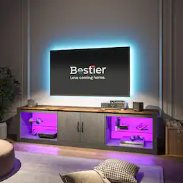 Bestier - LED Entertainment Center for Living Rooms Fits TVs up to 75 Inches - golden black