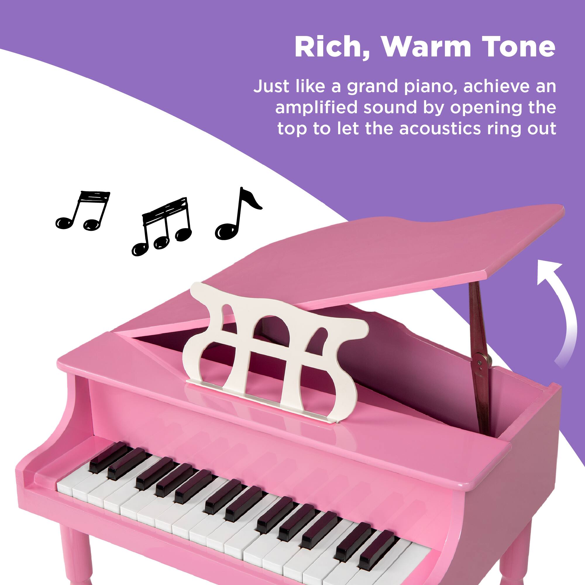 Rich, Warm Tone
Just like a grand piano, achieve an amplified sound by opening the top to let the acoustics ring out