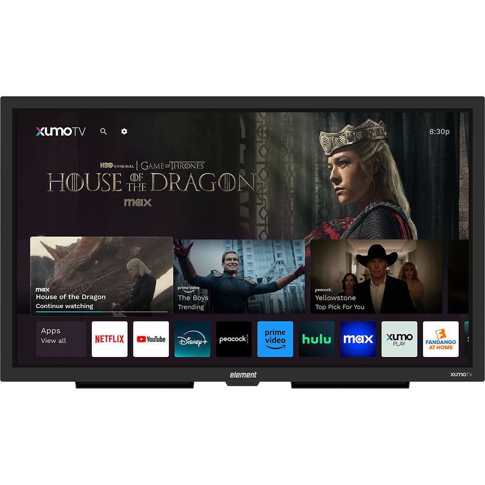 XumoTV 8:30p HBO ORIGINAL GAME OF THRONES HOUSE OF THE DRAGON max

House of the Dragon
Continue watching

The Boys
Trending

Yellowstone
Top Pick For You

Apps
View all

NETFLIX YouTube Disney+ peacock prime video hulu max xumo PLAY FANDANGO AT HOME

element