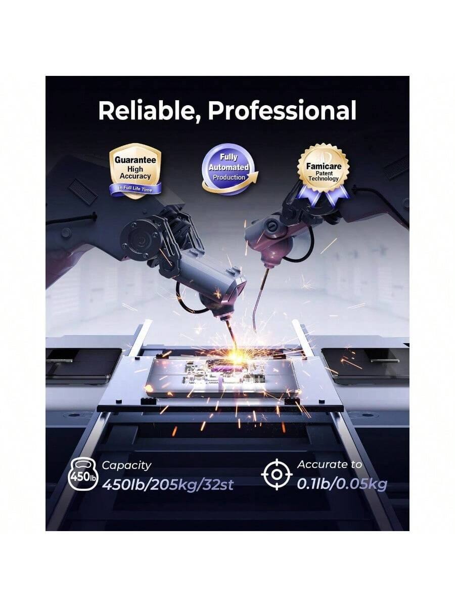 Reliable, Professional

- Guarantee High Accuracy in Full Life Time
- Fully Automated Production
- Famicare Patent Technology
- Capacity: 450lb/205kg/32st
- Accurate to 0.1lb/0.05kg