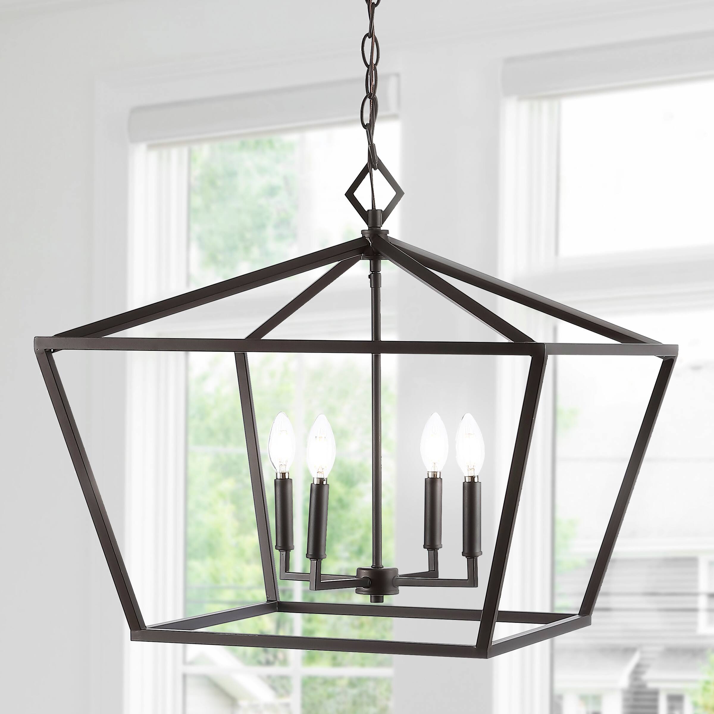 Alt View 1. Jonathan Y - Gatsby 23" 4-Light Adjustable Iron Rustic Glam LED Pendant, Oil Rubbed Bronze - Oil Rubbed Bronze.