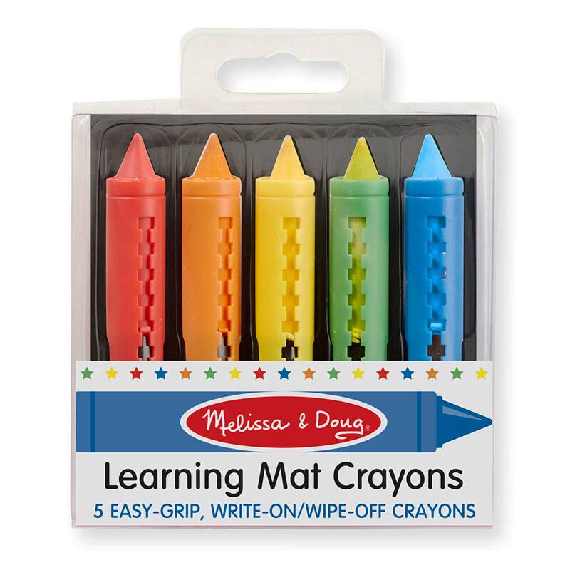 Melissa & Doug Learning Mat Crayons 5 EASY-GRIP, WRITE-ON/WIPE-OFF CRAYONS