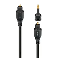 AudioQuest - Carbon Optical 26.2' Digital Toslink Fiber-Optic Cable + Mini-Adaptor with Toslink to Toslink Connectors - Black with Gray Stripes - Front_Zoom