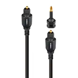 AudioQuest - Carbon Optical 26.2' Digital Toslink Fiber-Optic Cable + Mini-Adaptor with Toslink to Toslink Connectors - Black/Gray Stripes