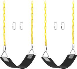 AGPtek - 2 Pack Swing Set Seat with 66" Anti-Rust Chains for Outdoors, Playground, Jungle & Gym - Black