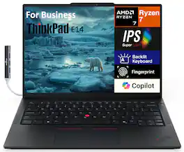 Lenovo - ThinkPad E14 Laptop 14.0 WUXGA (AMD Ryzen 7 250, 32GB DDR5, 2TB PCIe SSD, Win 11 Pro) w/USB Hub - Eclipse Black