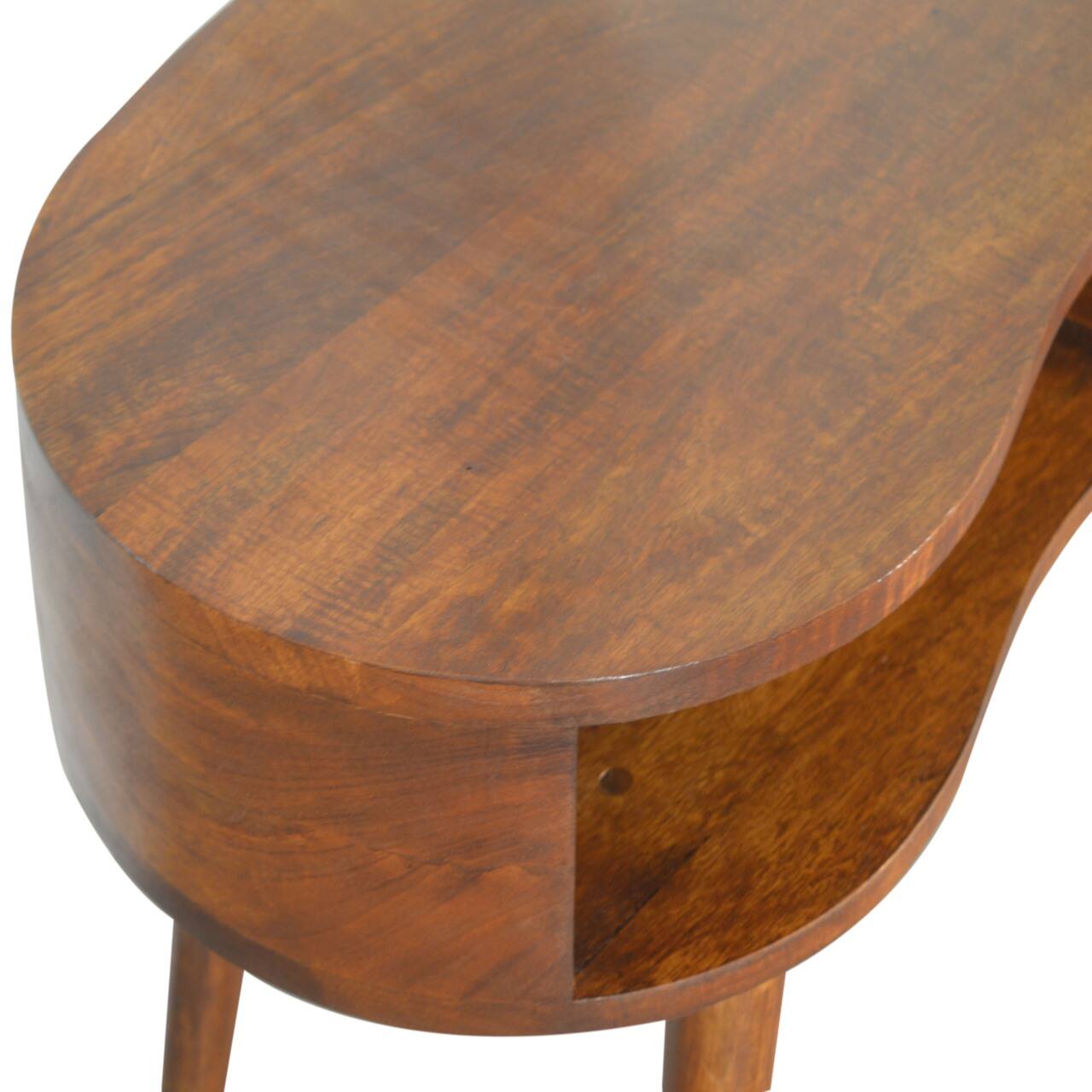 Alt View 1. Artisan Furniture - Artisan Furniture Solid Wood Chestnut Rounded Writing Desk, 1 Drawer, 1 Open Slot, Dark Brown - Dark Brown.