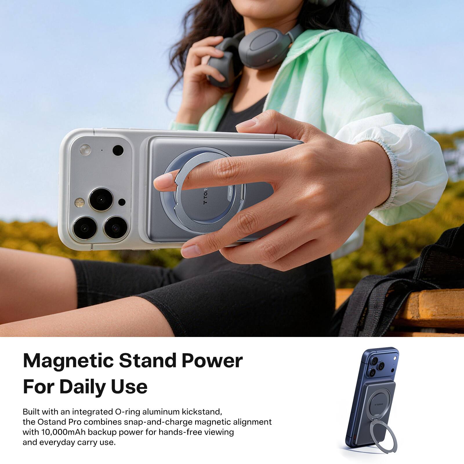 TORRAS Minimag O Ring Stand 10,000mAh Magnetic Wireless Power Bank ...