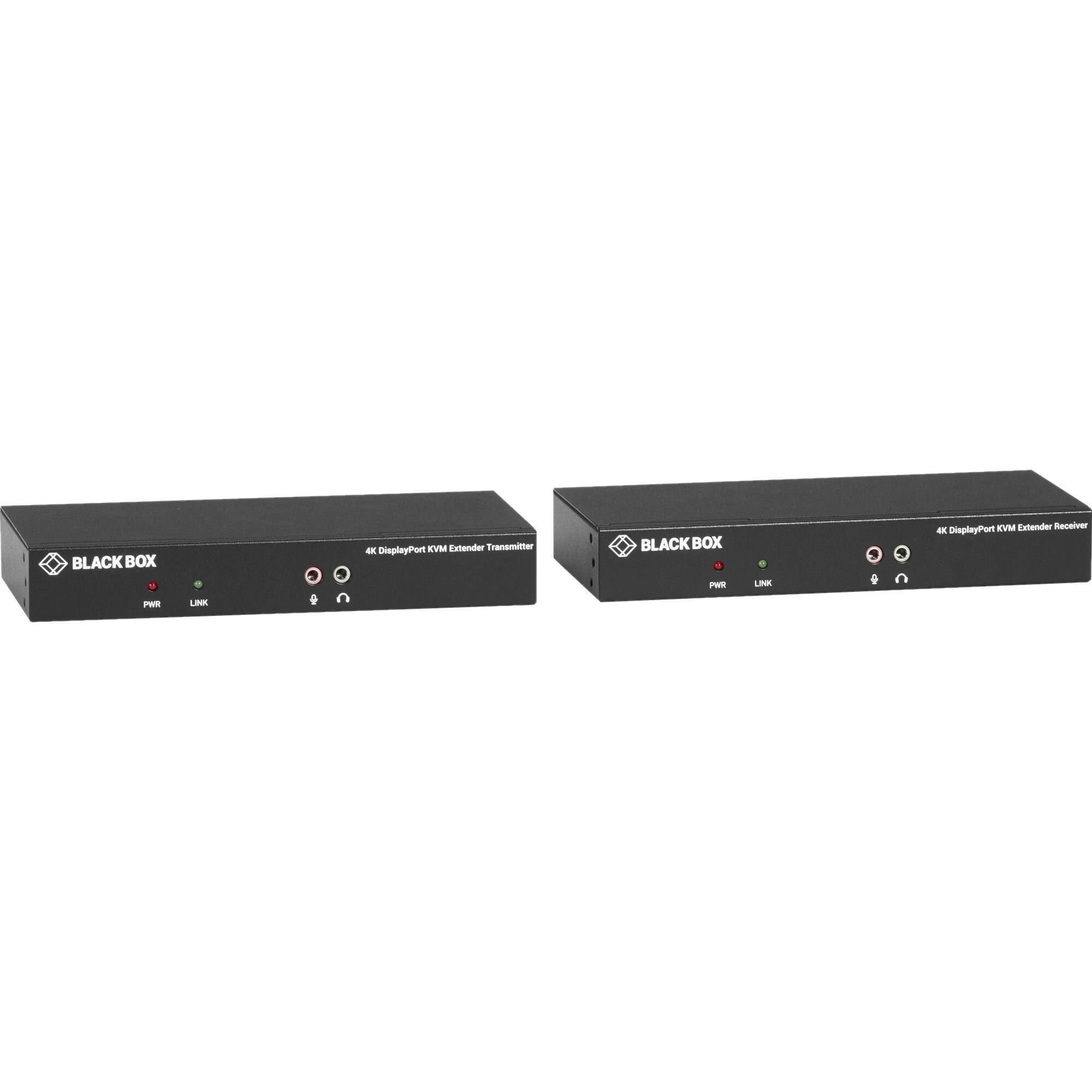 BLACK BOX PWR
LINK
KD
4K DisplayPort KVM Extender Transmitter

BLACK BOX PWR
LINK
4K DisplayPort KVM Extender Receiver