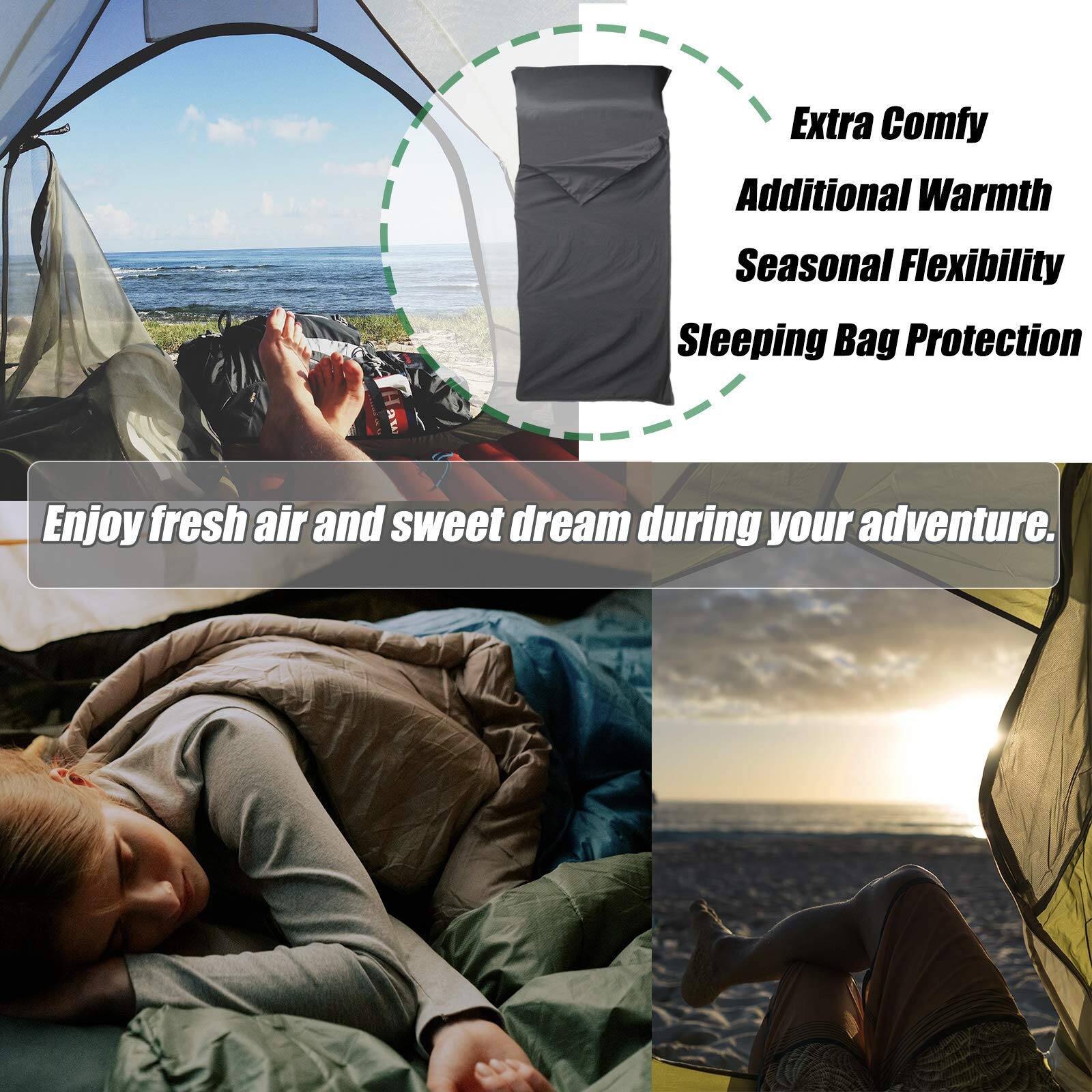 Extra Comfy  
Additional Warmth  
Seasonal Flexibility  
Sleeping Bag Protection  

Enjoy fresh air and sweet dreams during your adventure.