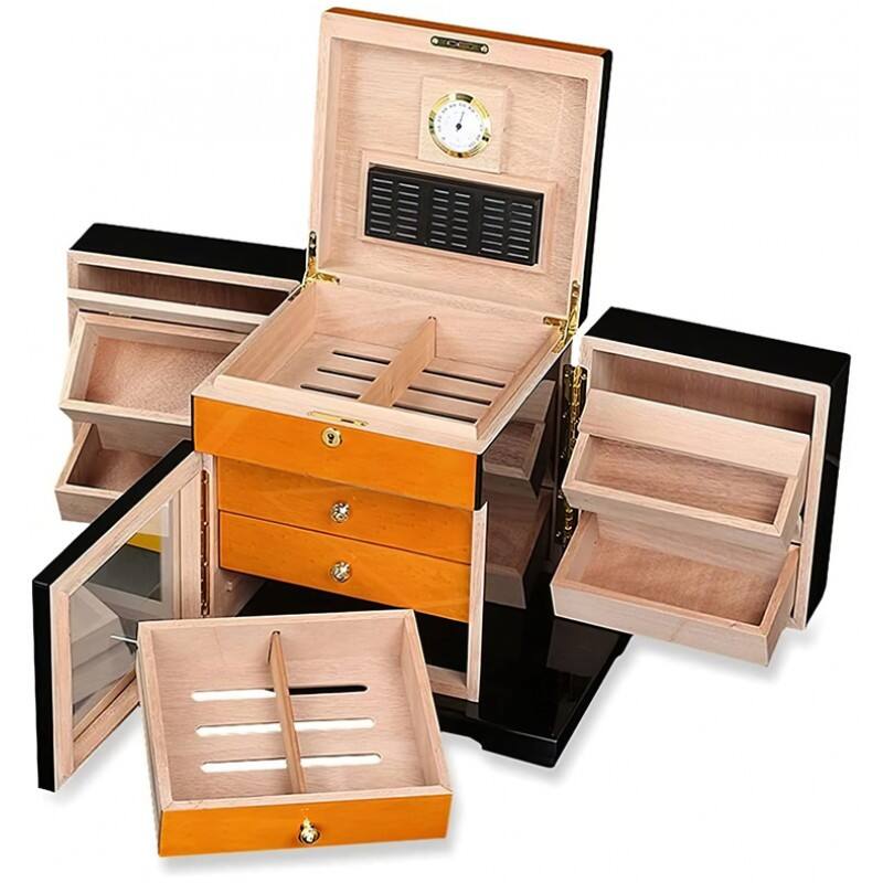 Alt View 6. Prestige - Genova Humidor Cigar Box - Hand Rubbed Lacquer High Gloss Finish.