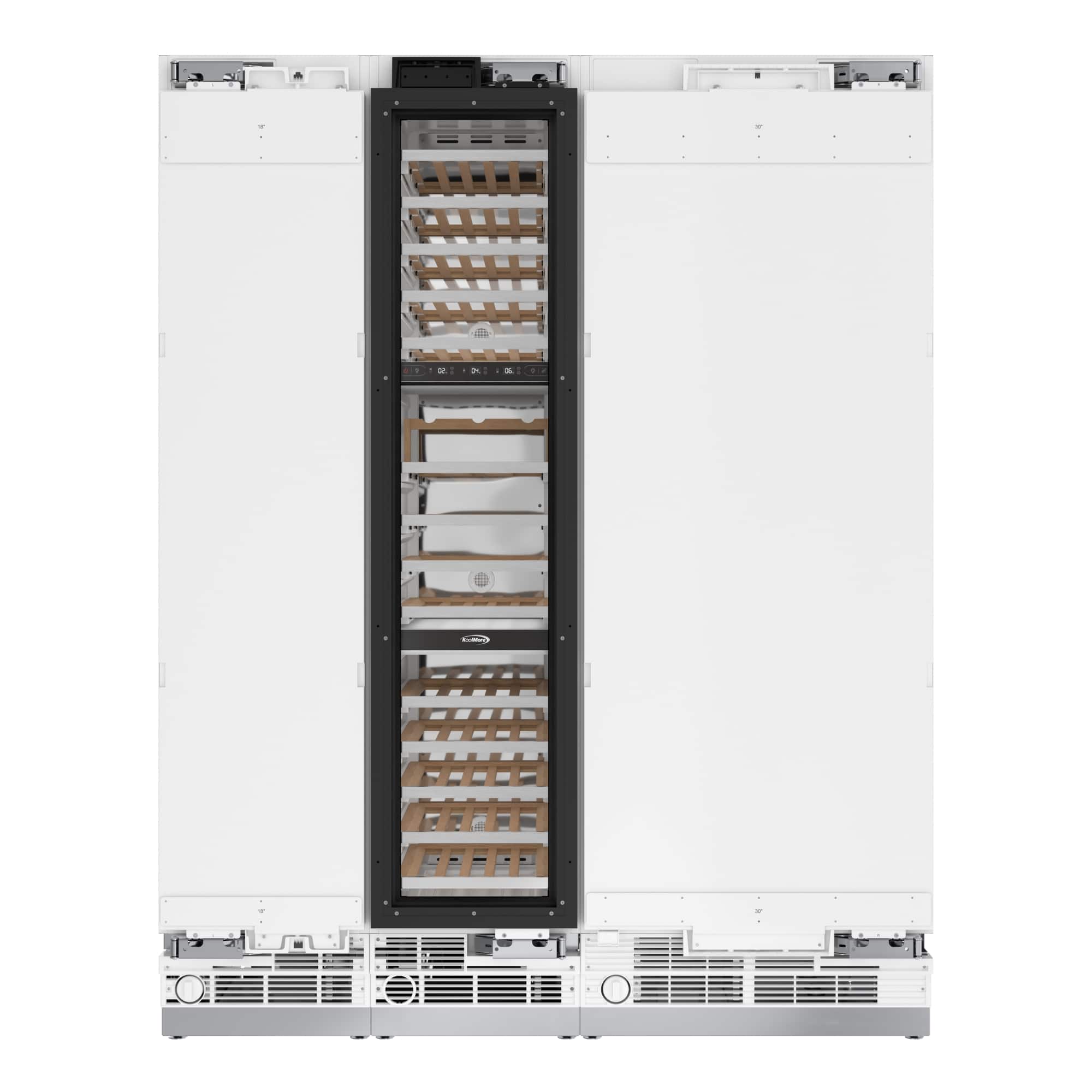 Koolmore - Reserve Panel Ready 30 in. Column Refrigerator with 18 in. Wine Cooler and Freezer - White