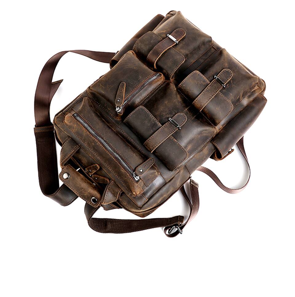 Alt View 6. Steel Horse Leather - The Shelby Backpack | Handmade Genuine Leather Backpack - Dark Brown.