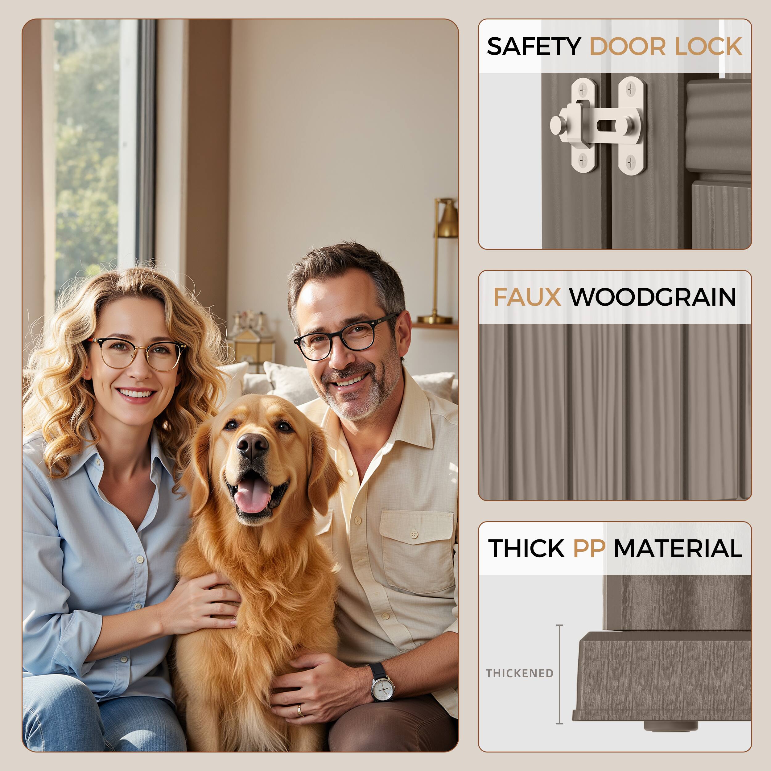 SAFETY DOOR LOCK  
FAUX WOODGRAIN  
THICK PP MATERIAL  
THICKENED
