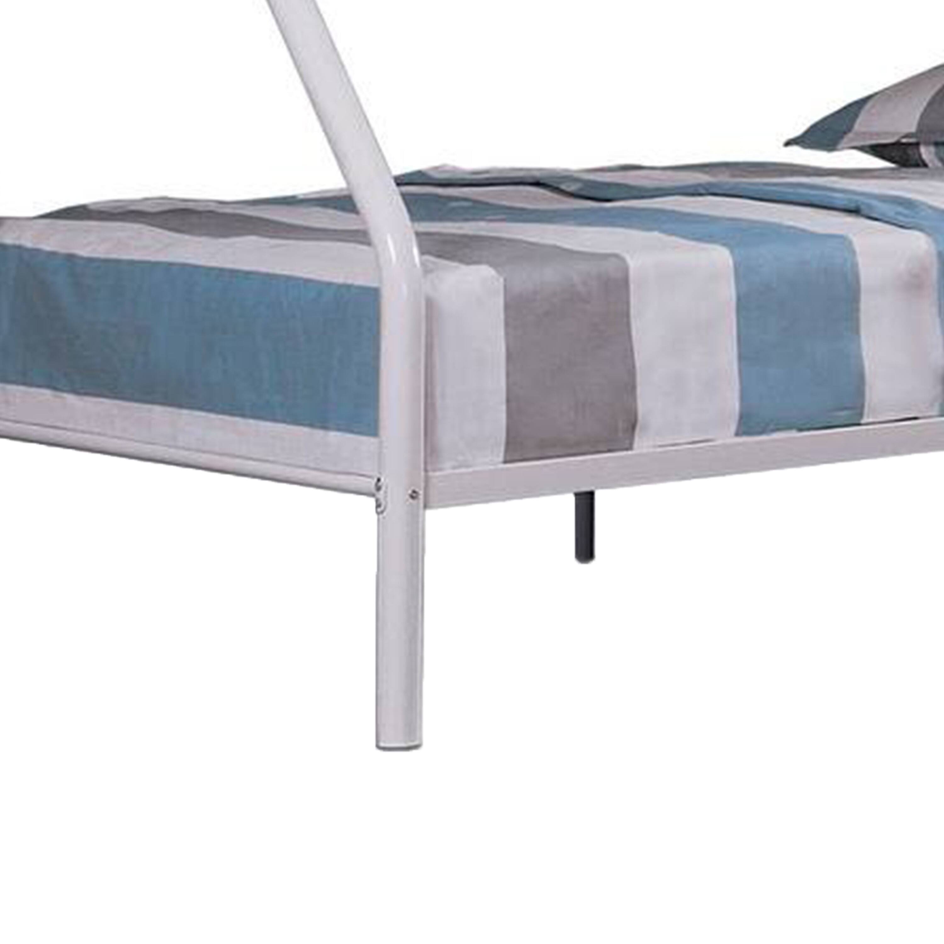 Back. Manhattan Lane - Fegy Twin over Full Bunk Bed with Ladder and Rails, White Metal Frame - White.