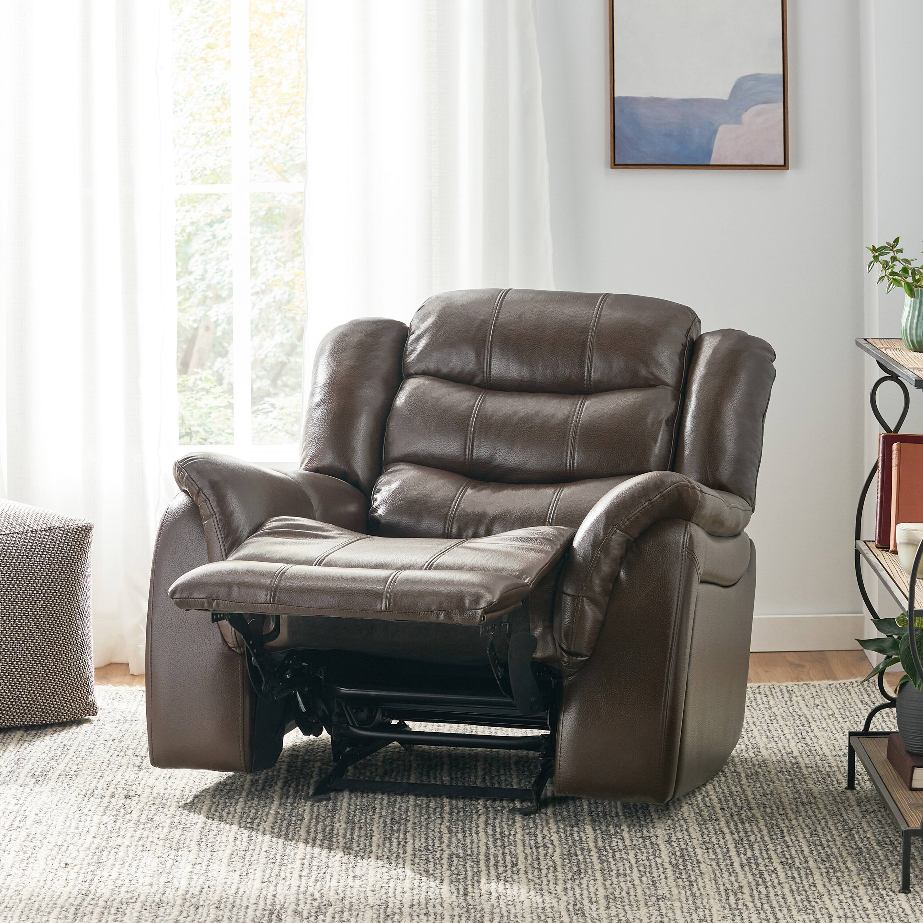 Alt View 1. APRILSOUL - Classic Design Dark Brown Plush Fabric Glider Recliner - Brown.