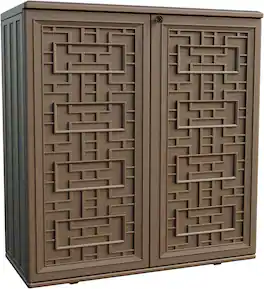 Yardgrace - 37 Inch Outdoor Storage Shed Weather Resistance, Horizontal Outdoor Storage Box Cabinet for Garden, Patios, Backyards - Brown