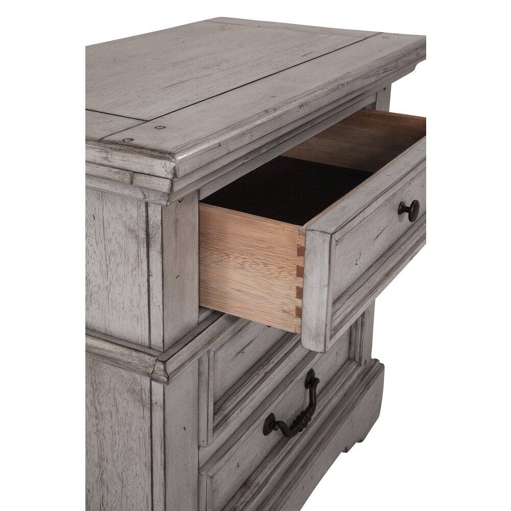 Alt View 3. American Woodcrafters - Stonebrook 3-Drawer Nightstand - Light Distressed Antique Gray - Gray.
