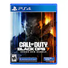 PS4 CALL OF DUTY BLACK OPS 7 CROSS-GEN BUNDLE MATURE 17+ M ESRB Includes Voucher Code for PS5 Upgrade One-time use voucher included. PS5* with disc drive required : INTERNET AND PLAYSTATION*PLUS REQUIRED Requires Content Download