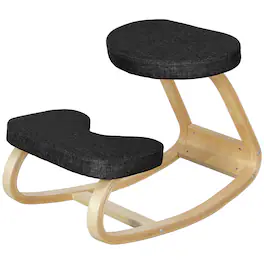Homcom - Kneeling Chair with Wood Frame, Posture Support Desk Chair for Home Office - Black