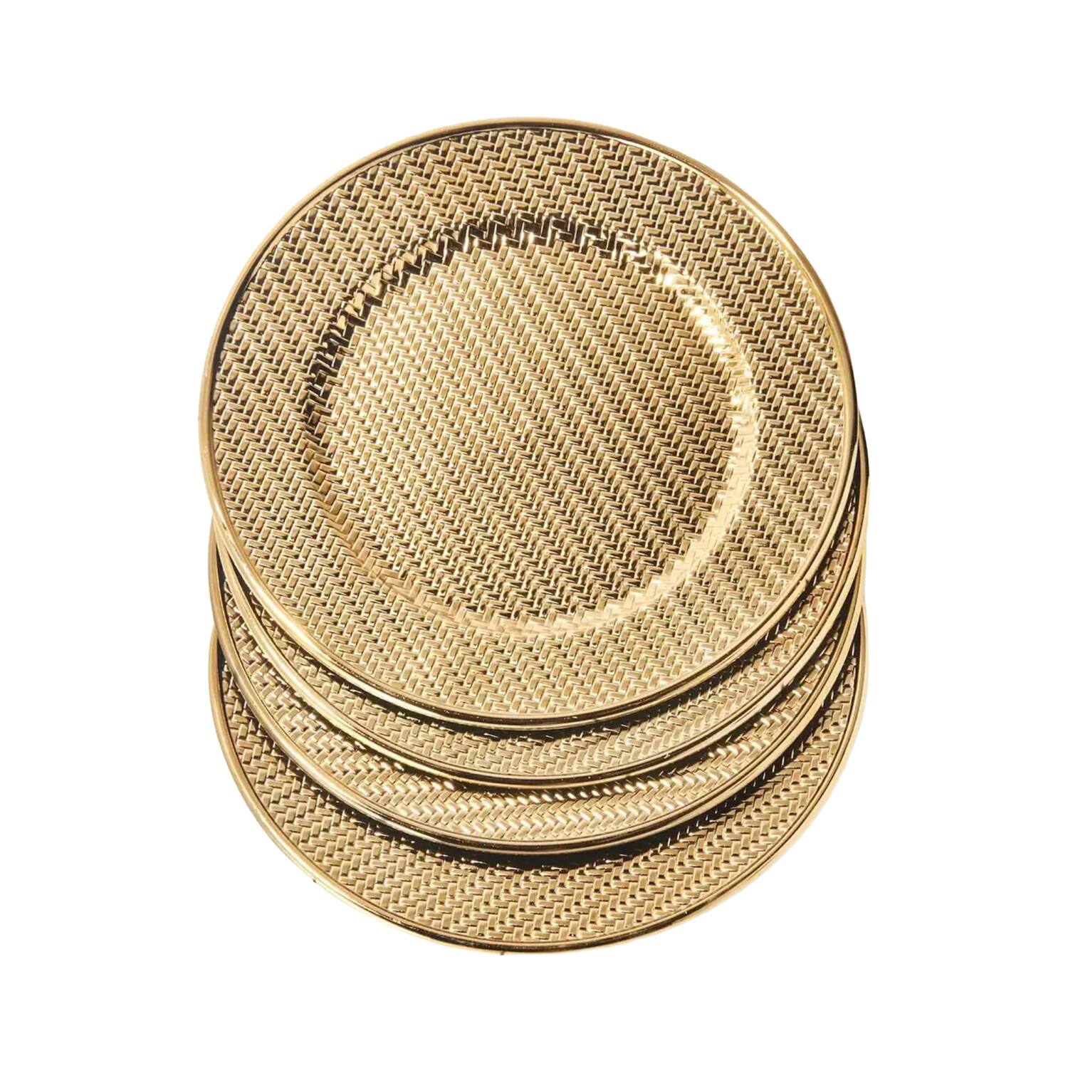 Angle. American Atelier - Calico Gold Plated Set of 4 Charger Plates 13"D - Gold.