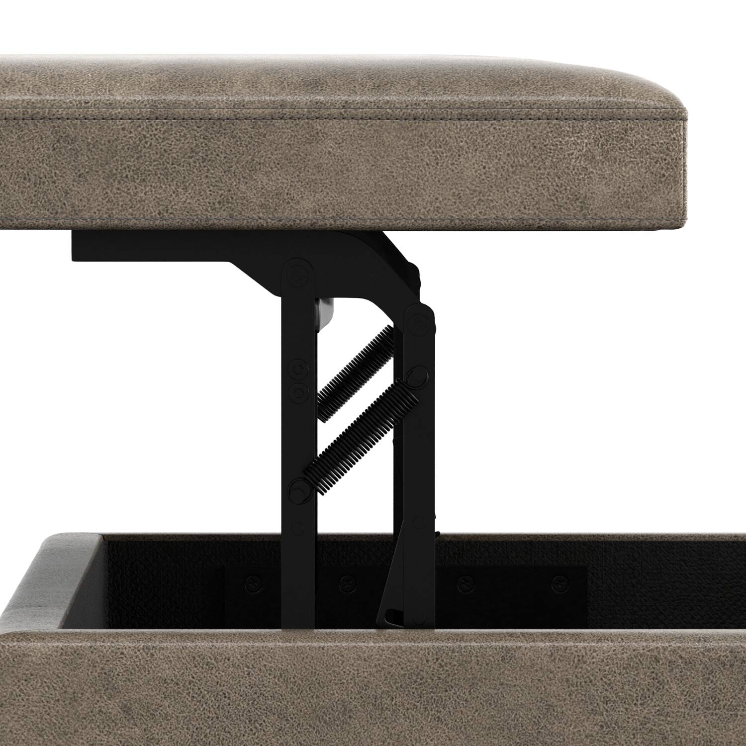 Alt View 7. Simpli Home - Owen Lift Top Large Coffee Table Storage Ottoman - Distressed Smoky Grey Brown.