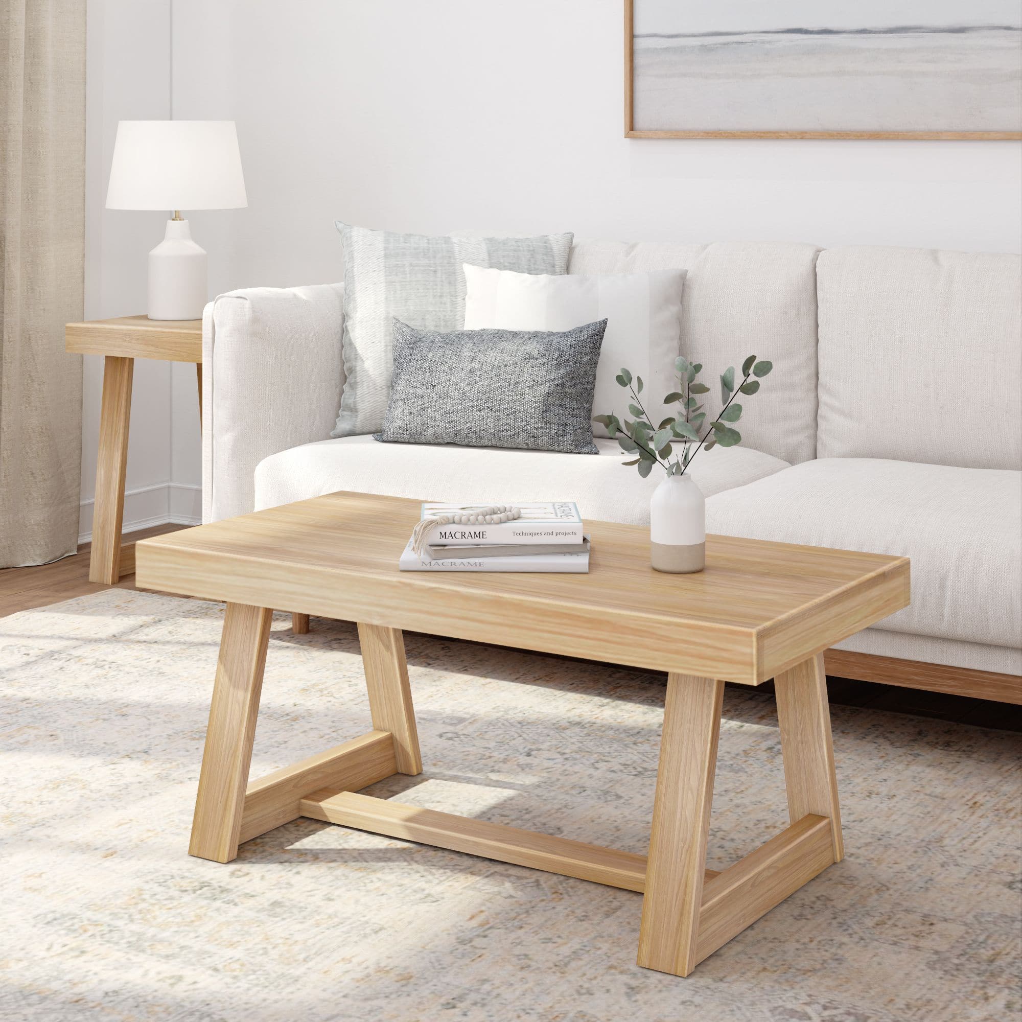 Plank+Beam - Classic Rectangular Coffee Table (40in x 20in / 1020mm x 510mm) - Blonde Wirebrush