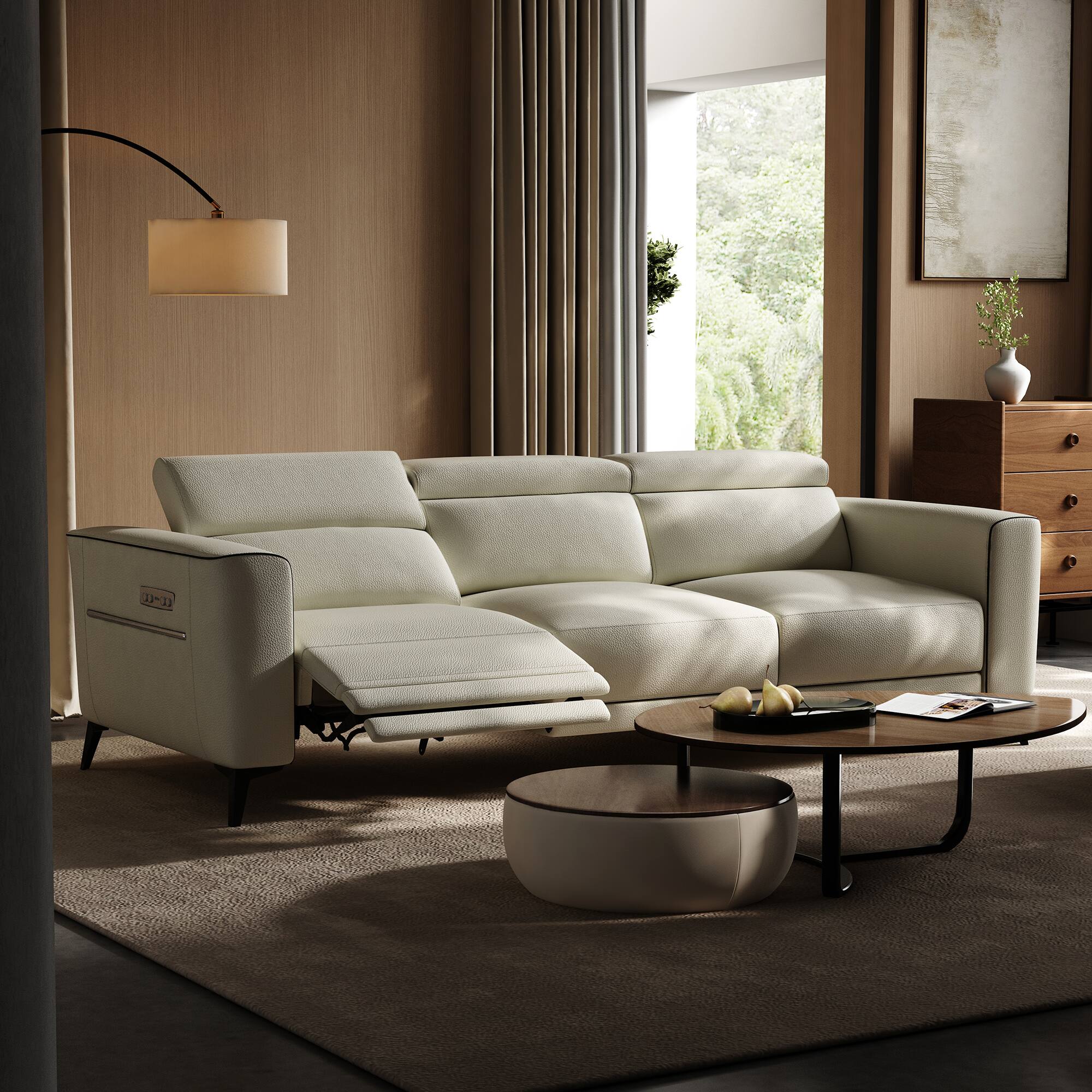 Alt View 1. luck idea - 112.5" Electric Seat Sofa, 2 Seats Reclining Home Theater Seats - Beige.