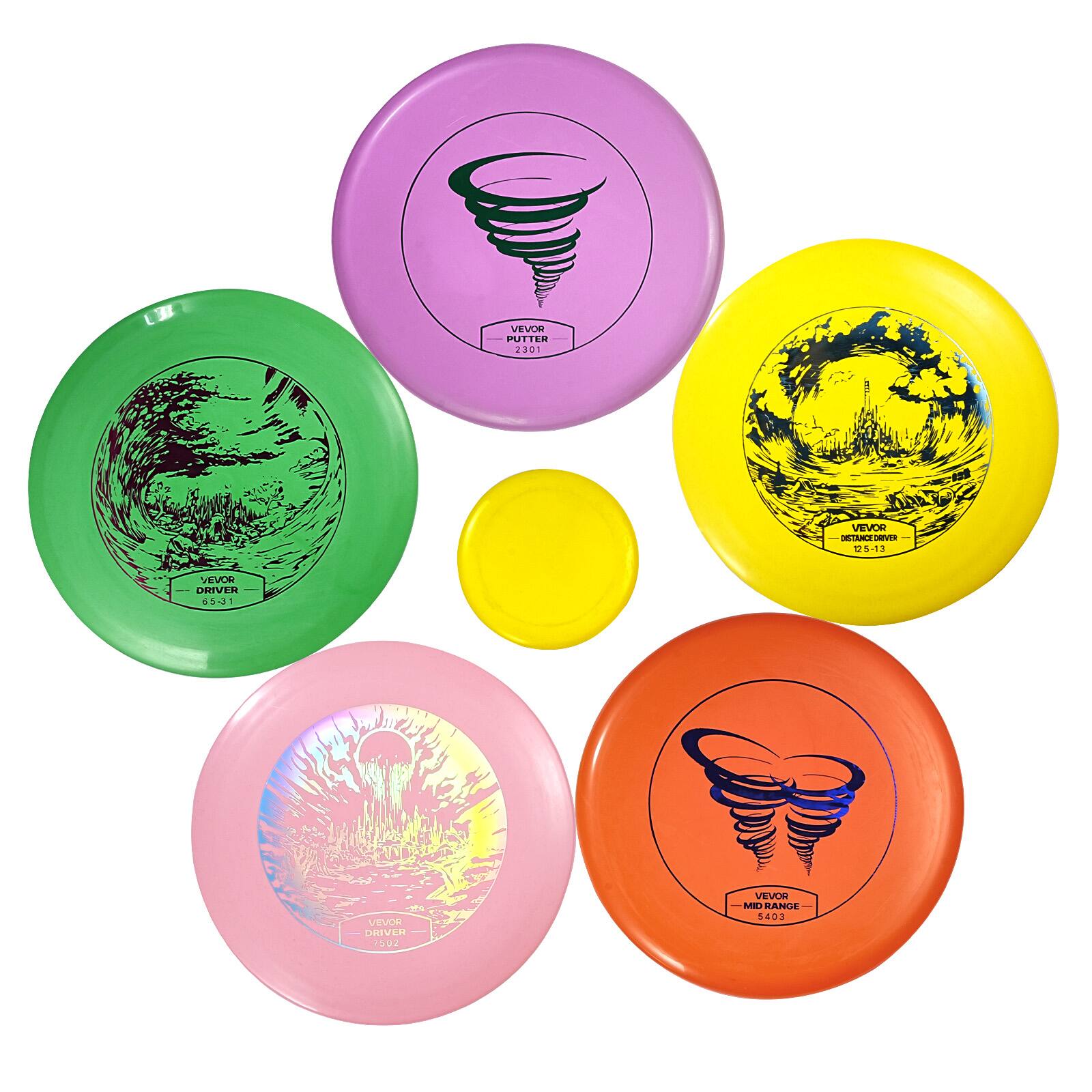 VEVOR - Disc Golf Set, 5-Piece Starter Kit for Beginners, Includes Putter, Mid-Range, Driver, Mini Marker, Ideal - Color mixing