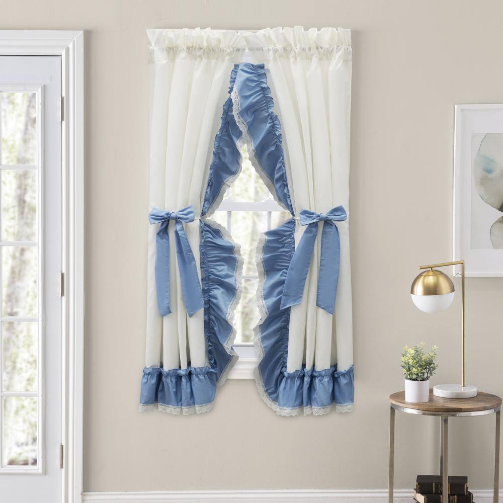 Angle. Ellis Curtain - Ellis Curtain Madelyn Ruffled Victorian Priscillas 1.5" Rod Pocket Curtain Panel 100" x 72" Slate - Slate.