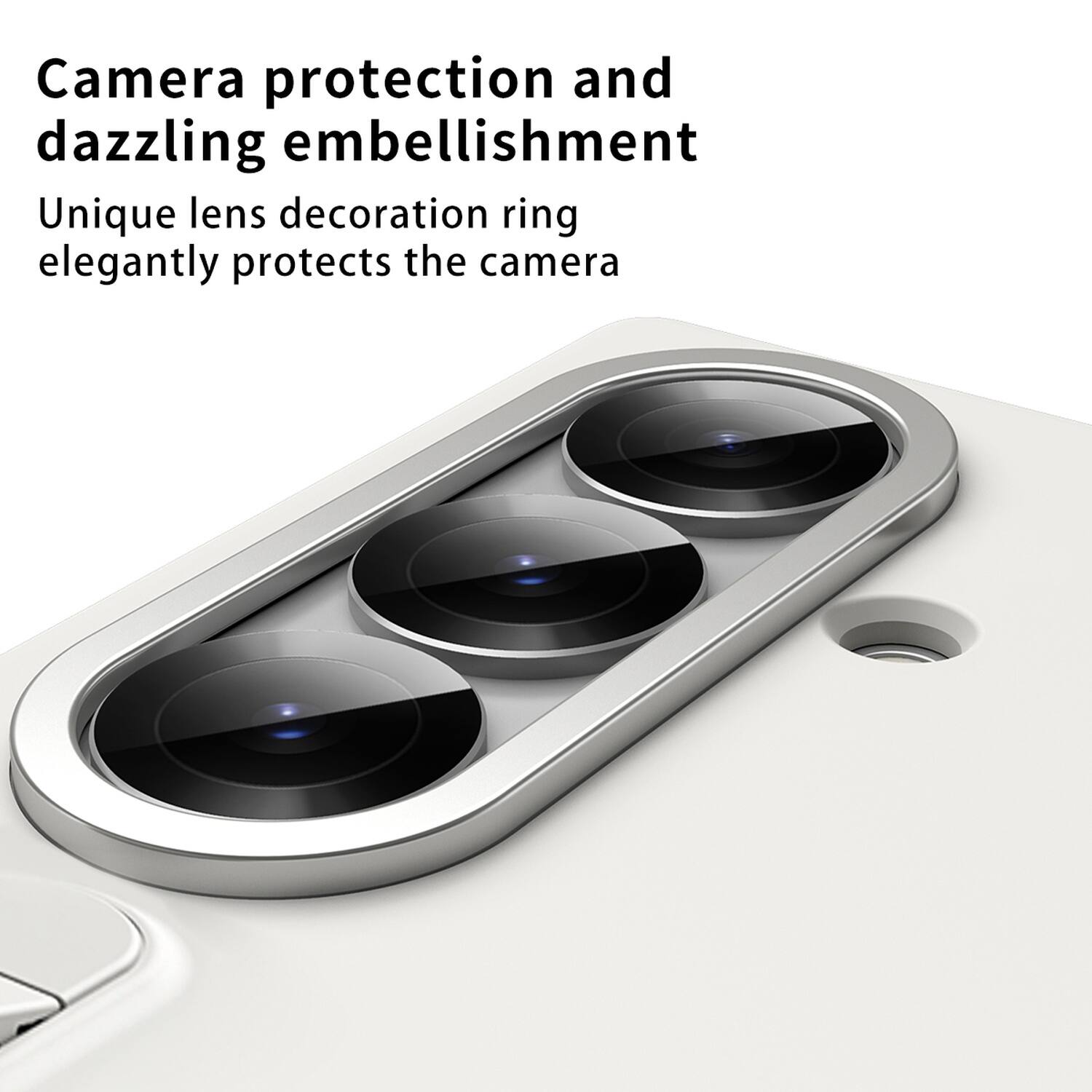 Camera protection and dazzling embellishment

Unique lens decoration ring elegantly protects the camera