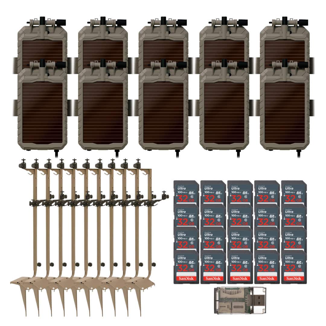 Stealth Cam - Mounting Post for Camera& Solar Pak with Solar Battery Pack 32GB Memory Cards and Card Reader (10 Pack)