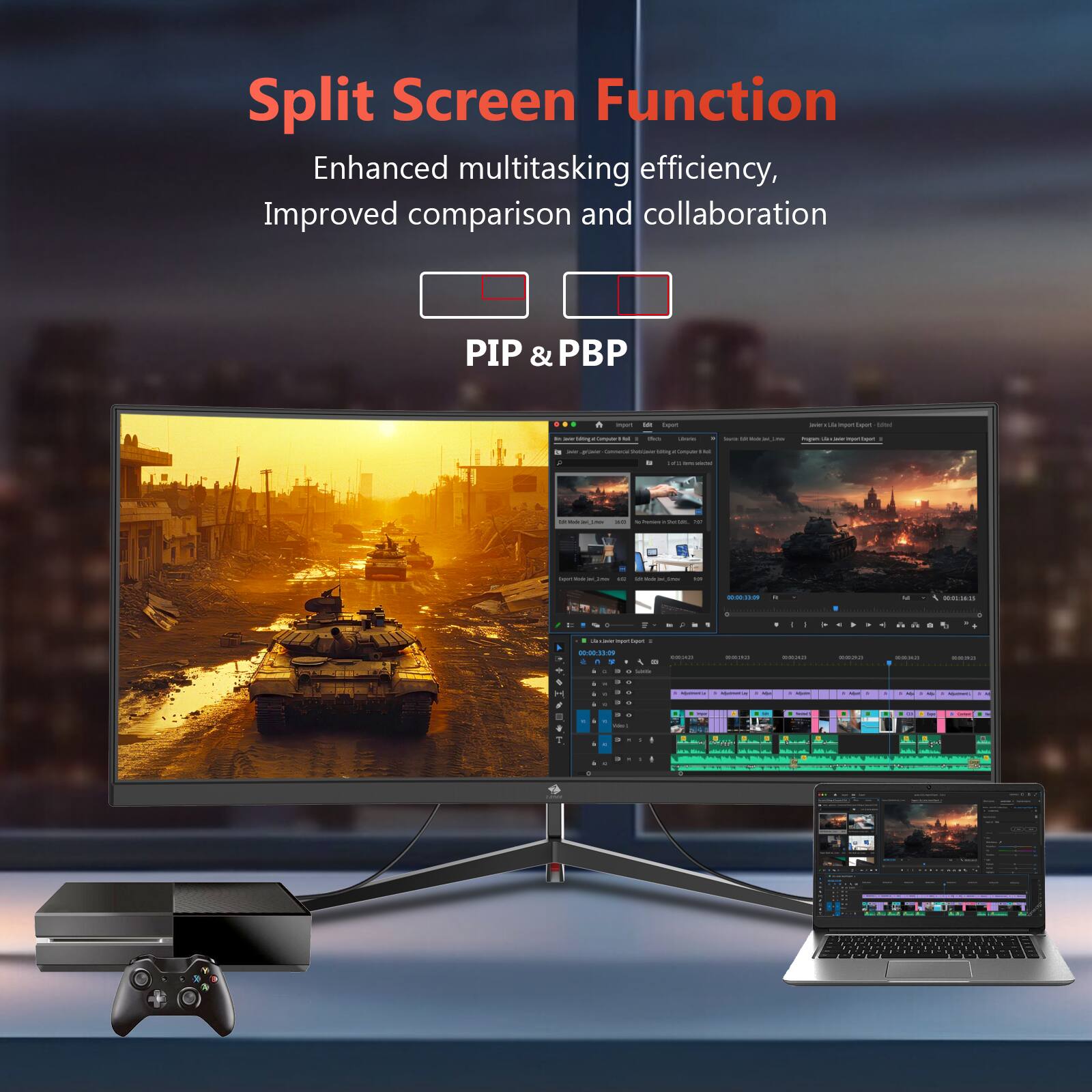 Split Screen Function
Enhanced multitasking efficiency, Improved comparison and collaboration
PIP & PBP