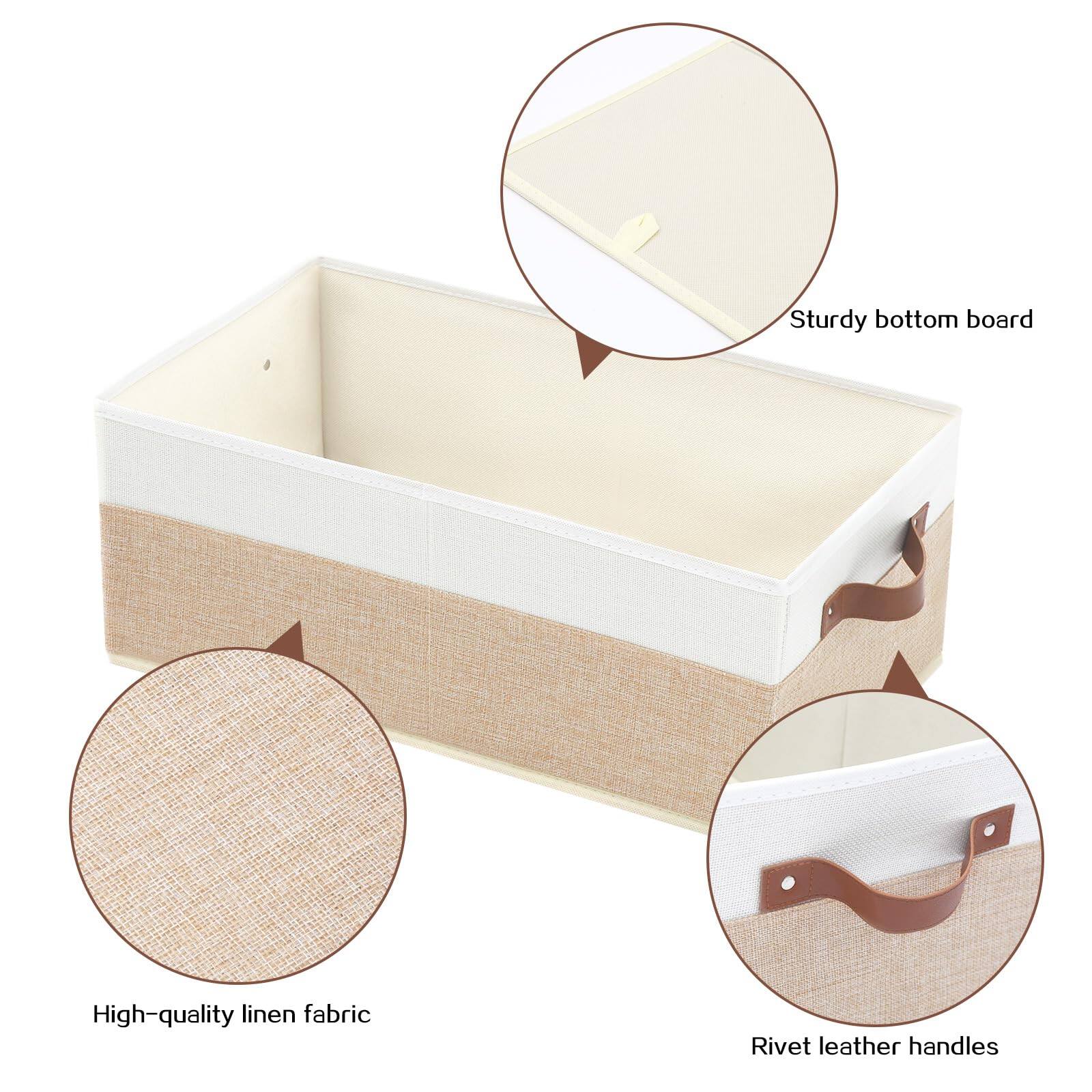 Sturdy bottom board  
High-quality linen fabric  
Rivet leather handles