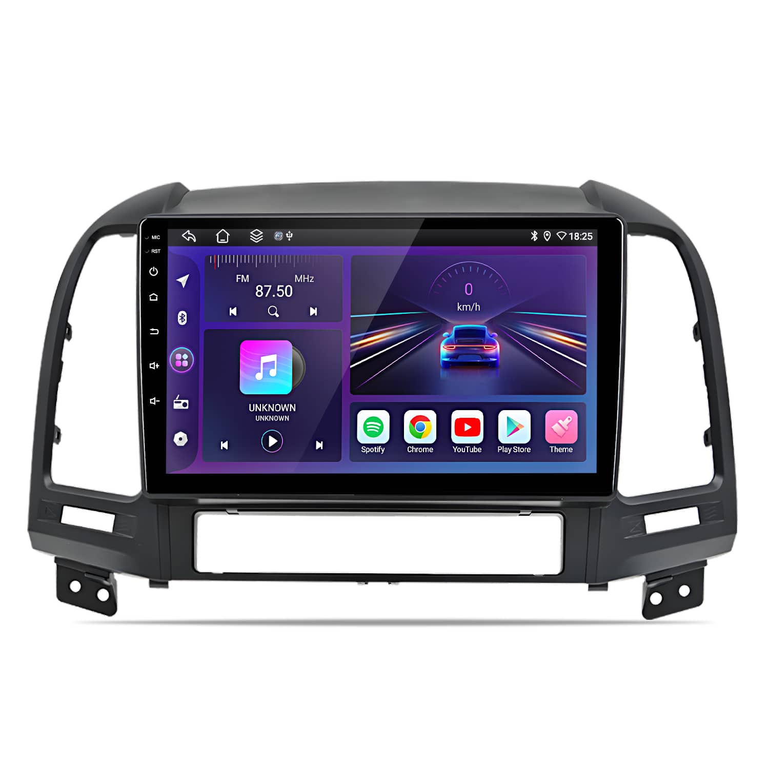 Junsun - For Hyundai Santa Fe 2 2006-2012 9"Carplay Android 15 6+128GB 8Core Car Stereo Radio GPS Navi WIFI RDS SWC Bluetooth FM - Black