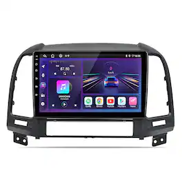 Junsun - For Hyundai Santa Fe 2 2006-2012 9"carplay Android 15 6+128GB 8Core Car Stereo Radio GPS Navi WIFI RDS SWC Bluetooth FM - Black