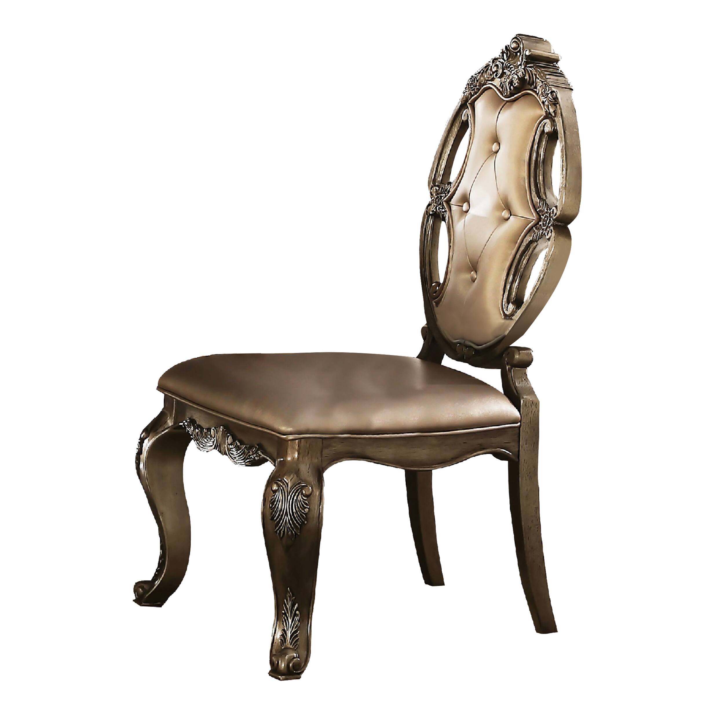 Alt View 1. Manhattan Lane - 26 Inch Dining Chair, Faux Leather, Set of 2 - Gold.