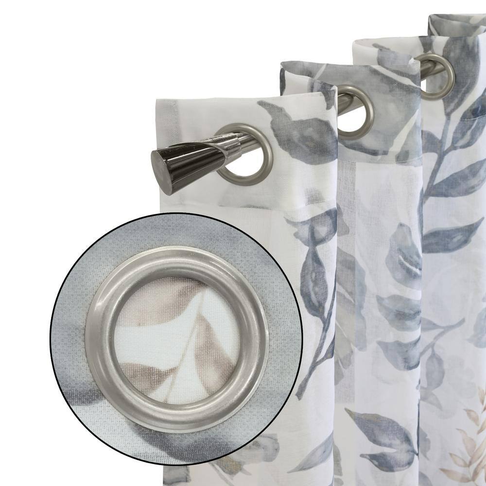Left. Commonwealth Home Fashions - Habitat Alba Sheer Botanical Leaf Design Touch of Nature to Your Home or Office Grommet Curtain Panel 52" x 84" Taupe - Taupe.